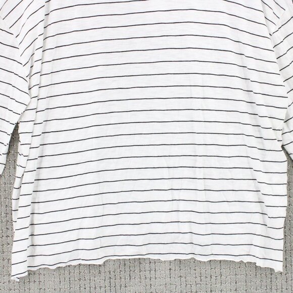 Michelle By Comune Blouse Top Women White Striped Crewneck 3/4 Sleeve Size Large - Picture 4 of 9